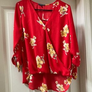 West Kei floral faux wrap top